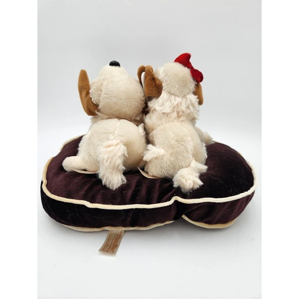 Christmas Plush 3 Puppies Sitting On Pillow Dan‎ Dee Yellow Dogs